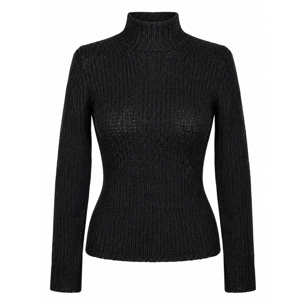 VTG French Connection Black Mohair Mock Neck Sweater Sz M Y2K Grunge Modern EVC